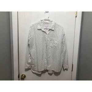 J Jill Polka Dot Blouse Sz Medium Petite Long Sleeve Button Front
